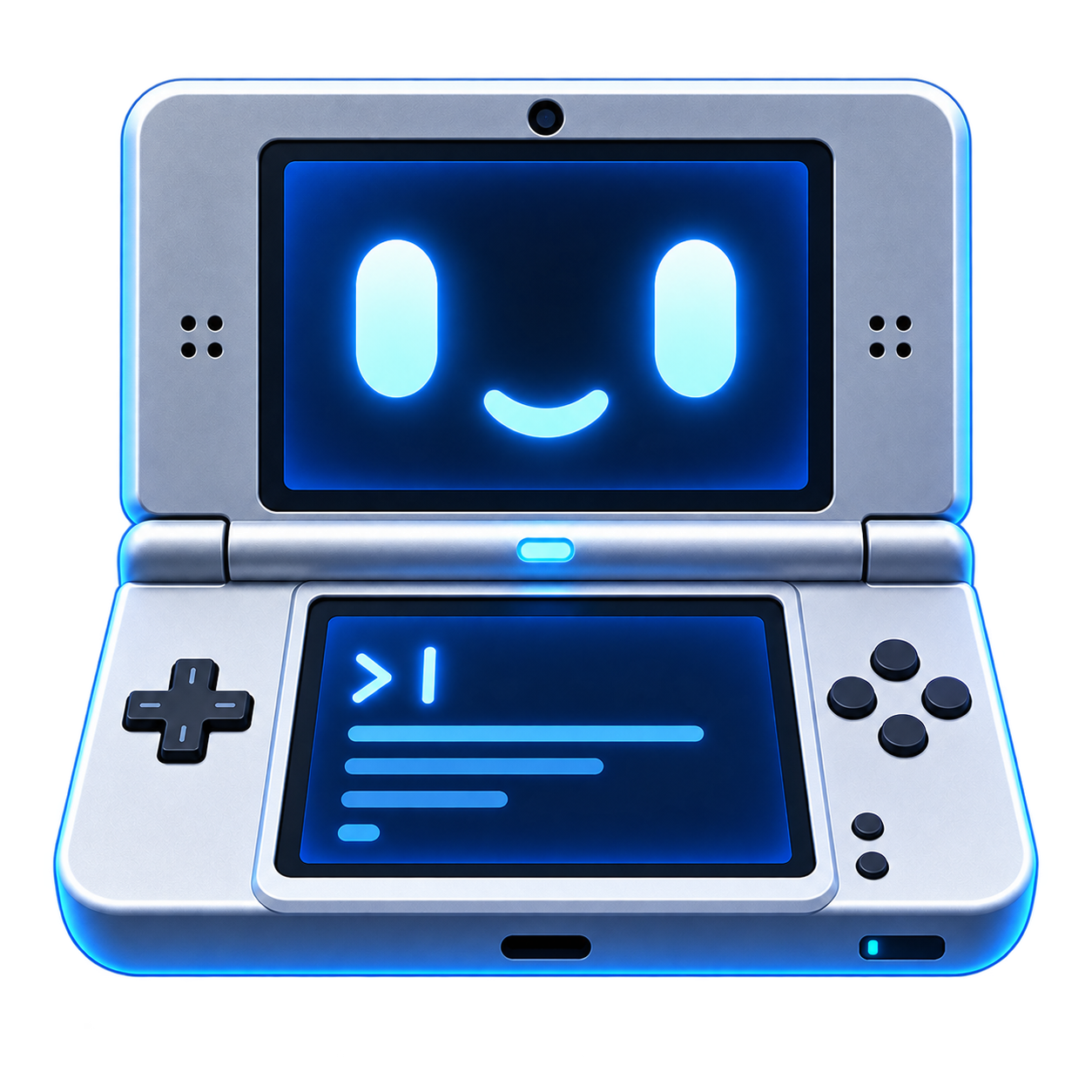 Lutin, a smiling handheld console